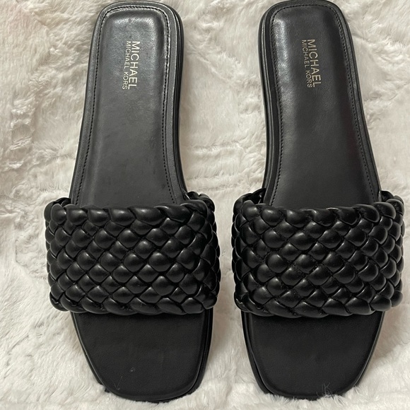 Black Woven Michael Kors Sandals - Picture 1 of 4